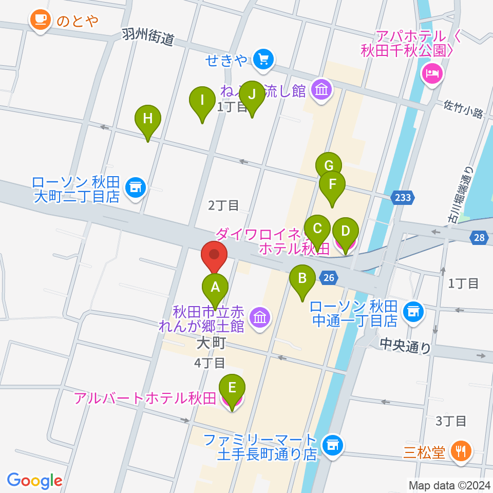 秋田THE CAT WALK周辺のホテル一覧地図