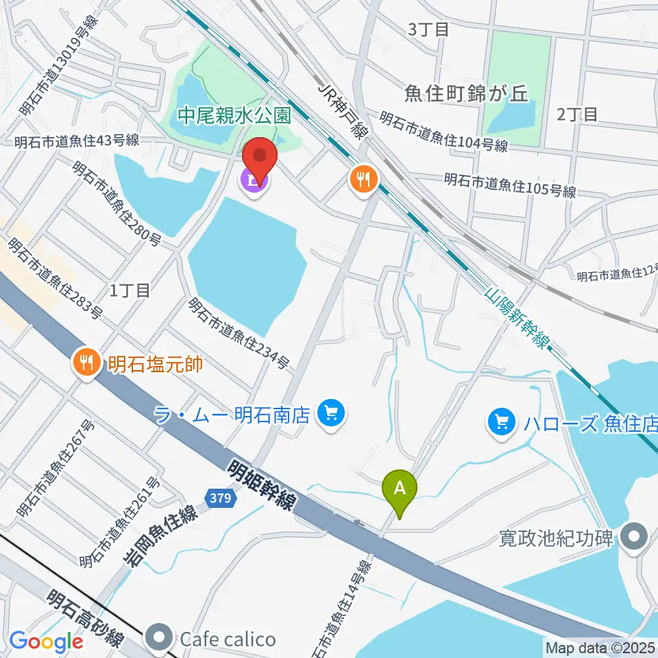 明石市立西部市民会館周辺のホテル一覧地図