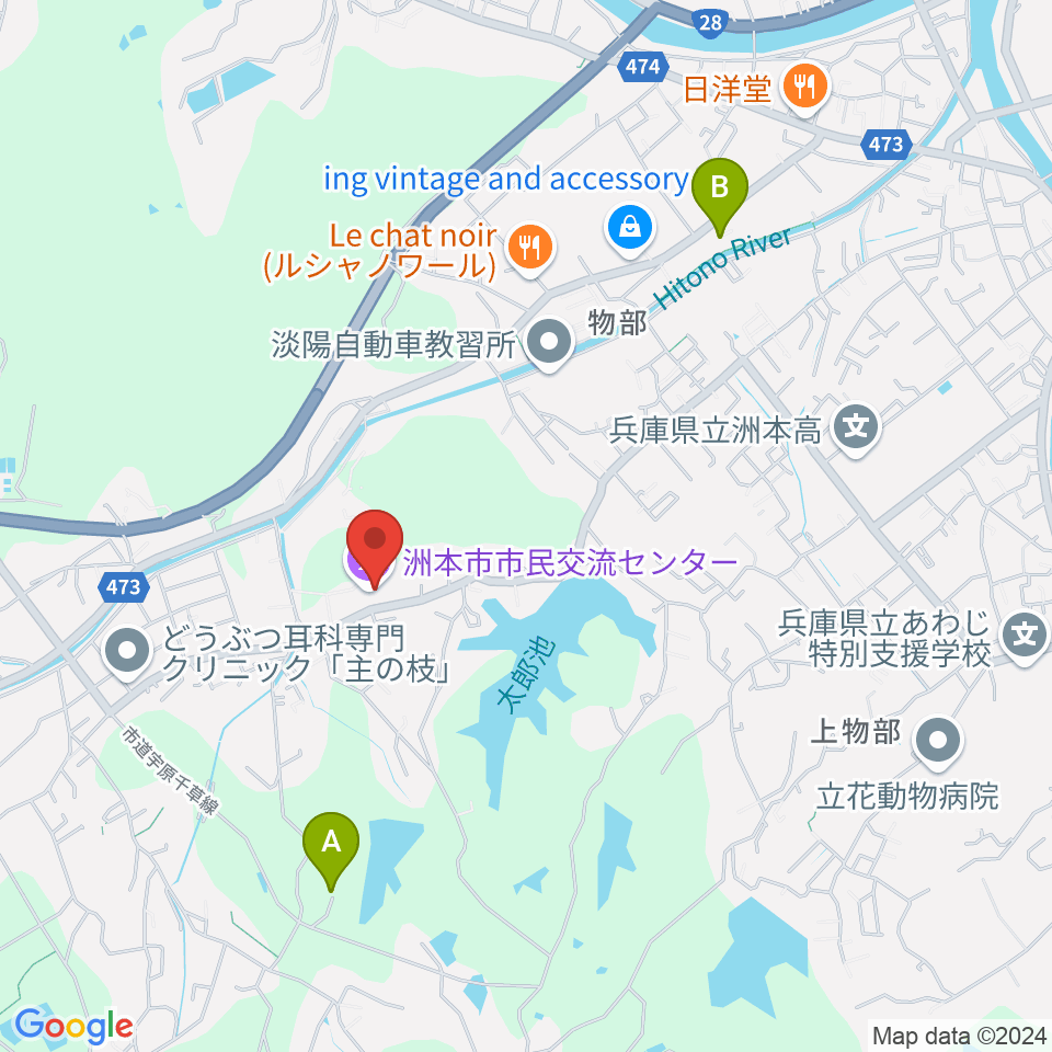 洲本市市民交流センター周辺のホテル一覧地図