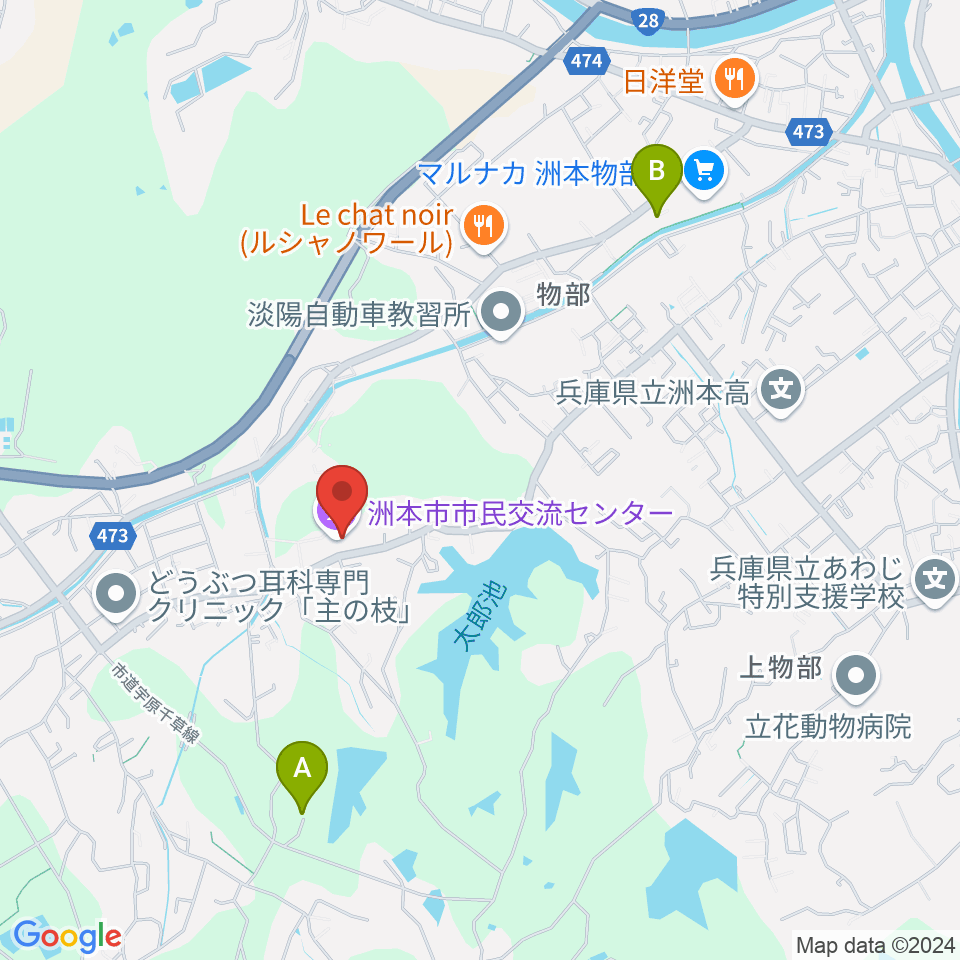 洲本市市民交流センター周辺のホテル一覧地図