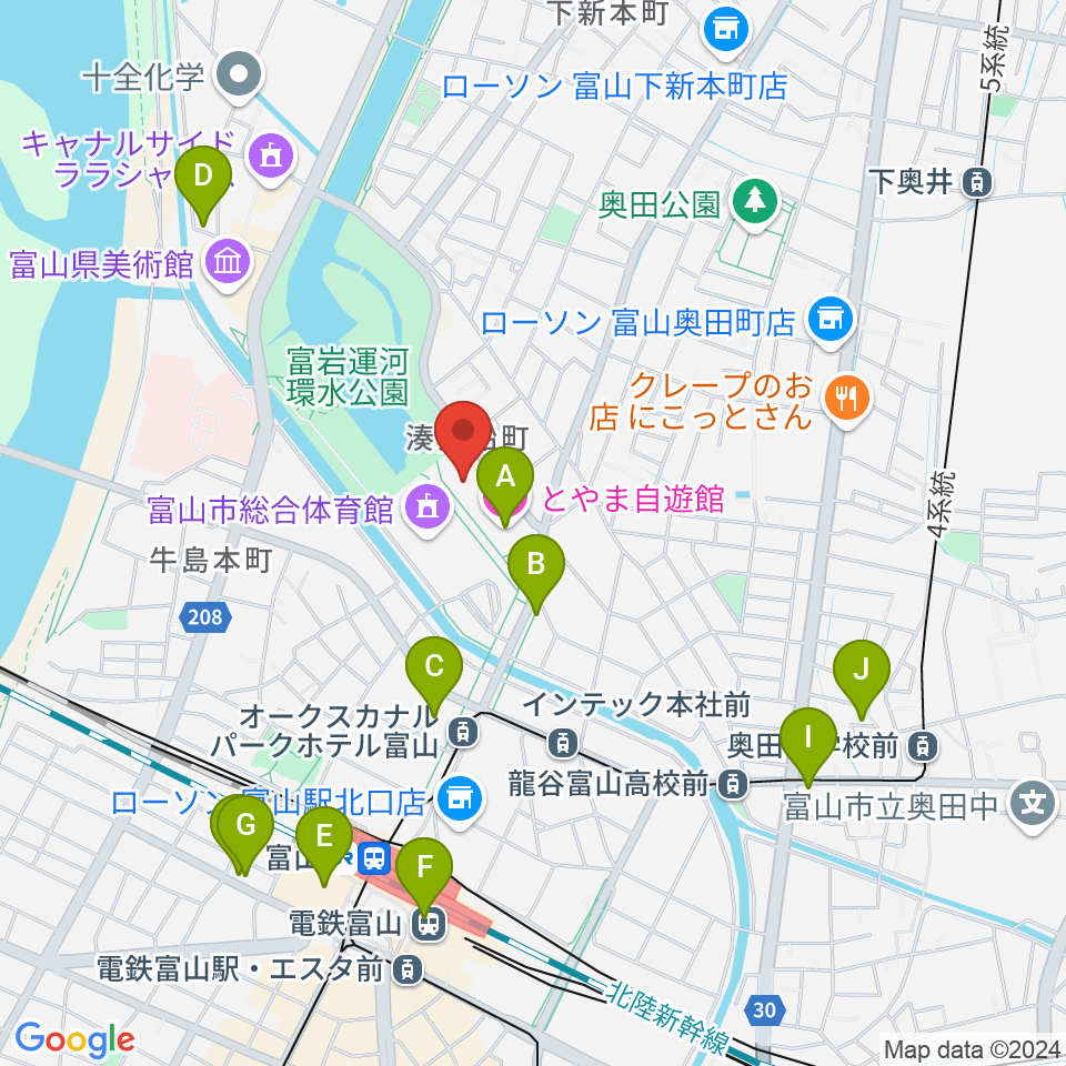 富山県民共生センター サンフォルテ周辺のホテル一覧地図