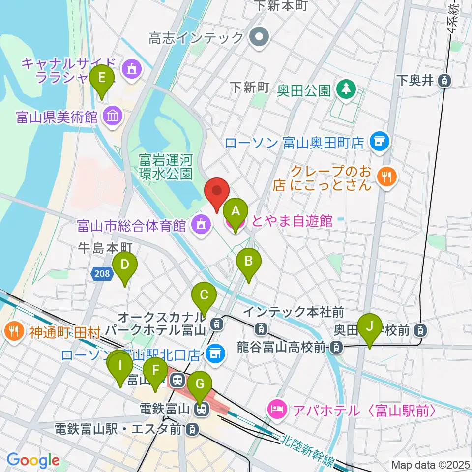 富山県民共生センター サンフォルテ周辺のホテル一覧地図