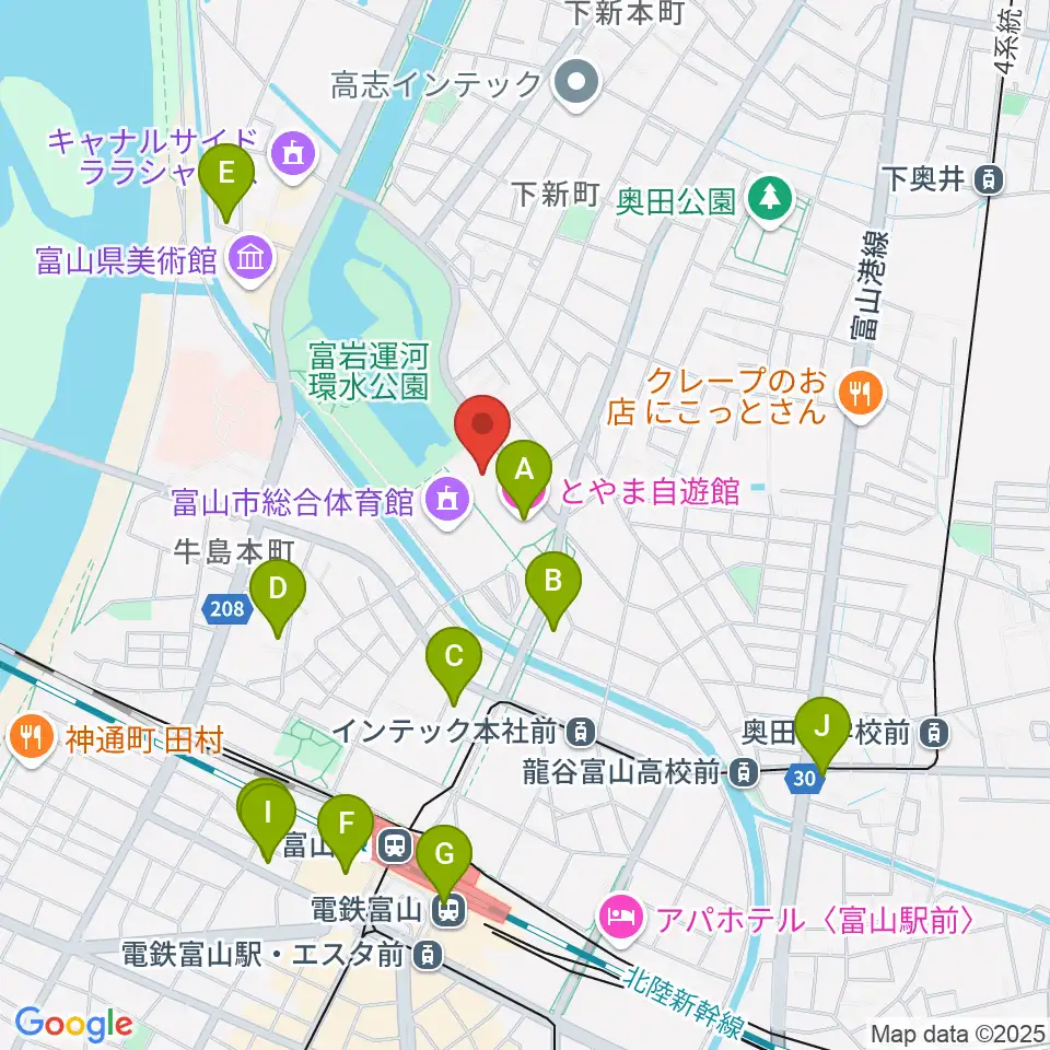 富山県民共生センター サンフォルテ周辺のホテル一覧地図