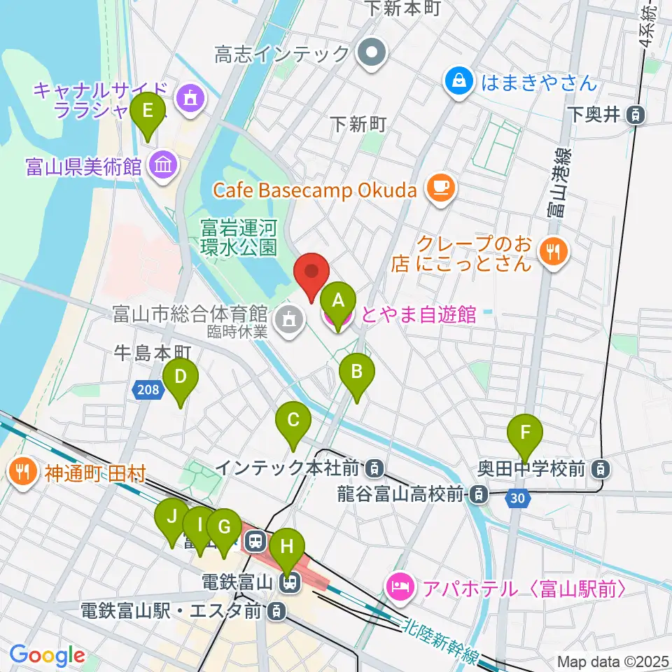 富山県民共生センター サンフォルテ周辺のホテル一覧地図