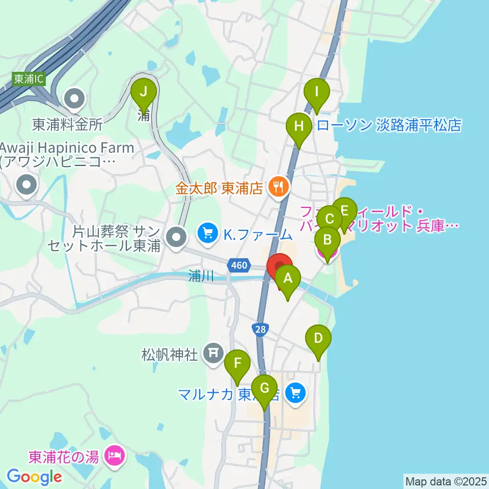 淡路市立サンシャインホール周辺のホテル一覧地図