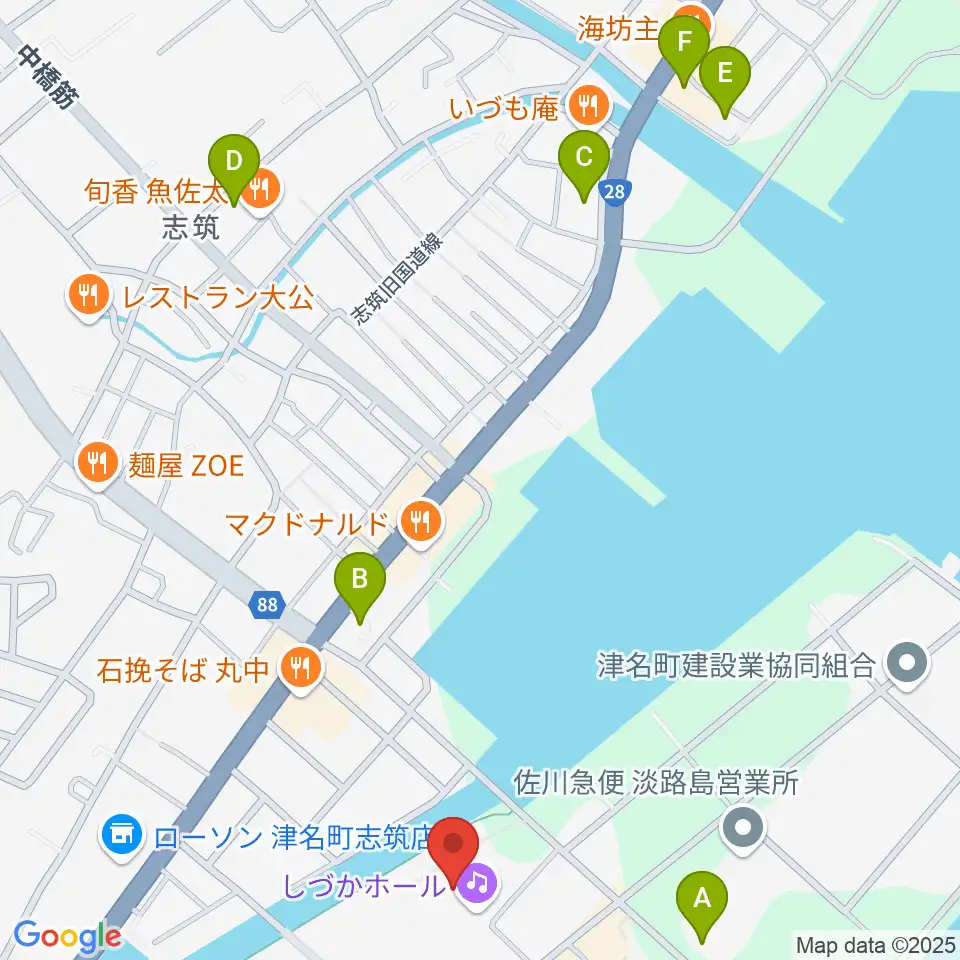 淡路市立しづかホール周辺のホテル一覧地図