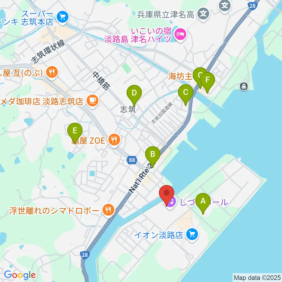 淡路市立しづかホール周辺のホテル一覧地図