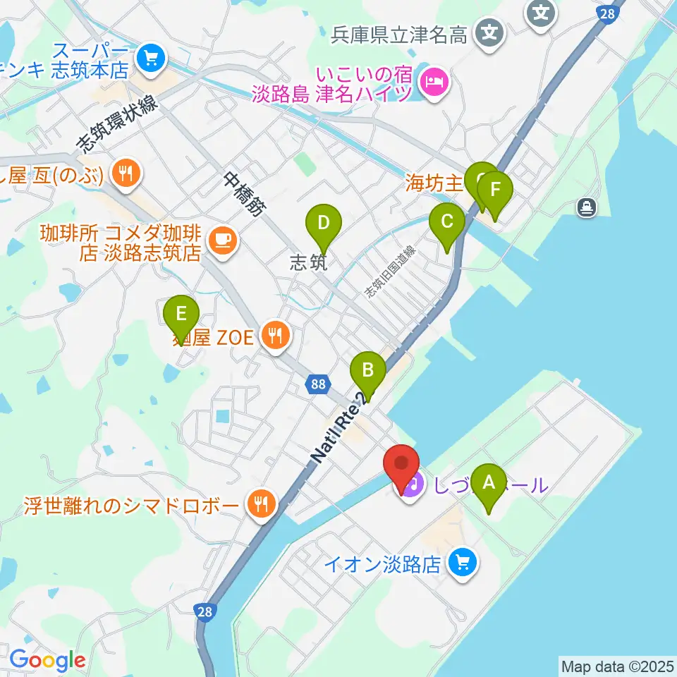 淡路市立しづかホール周辺のホテル一覧地図