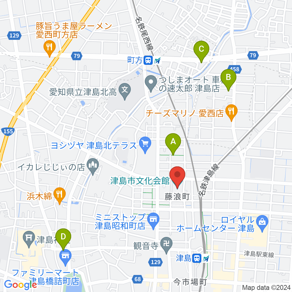 津島市文化会館周辺のホテル一覧地図