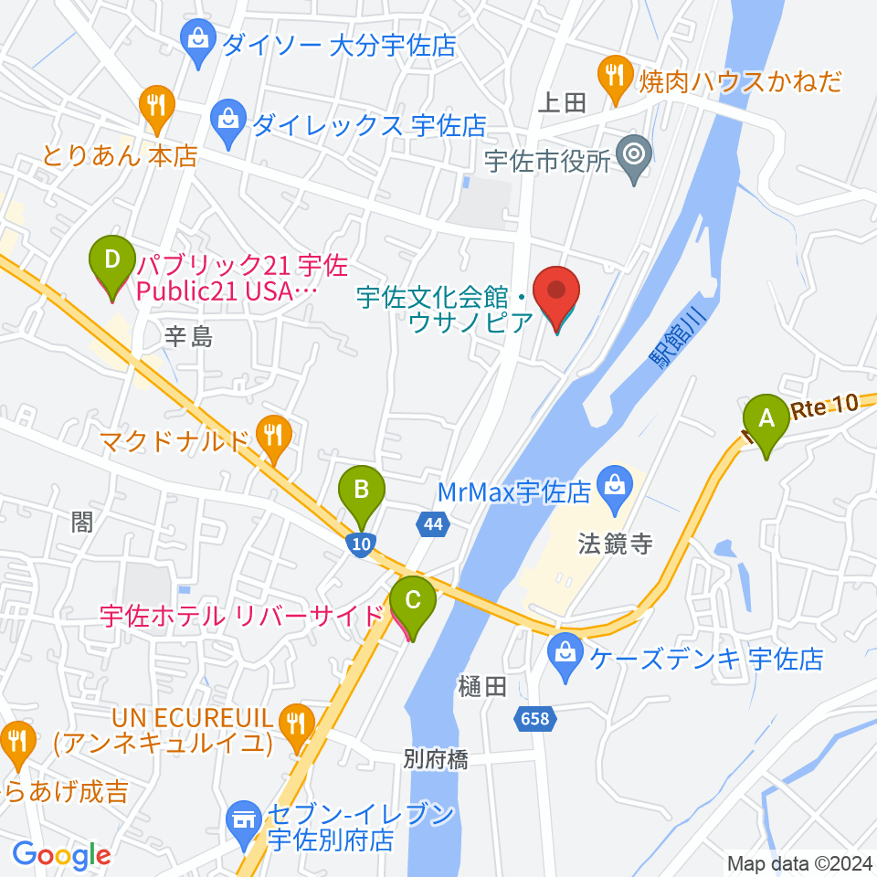 宇佐文化会館・ウサノピア周辺のホテル一覧地図