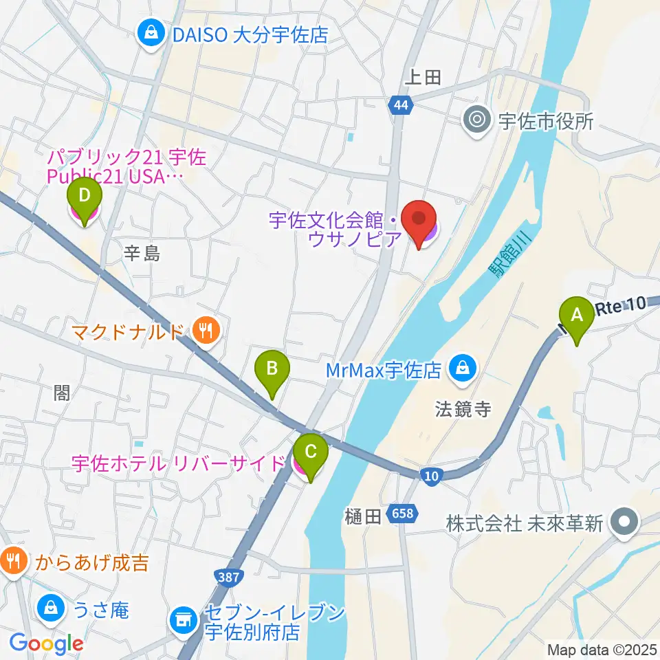 宇佐文化会館・ウサノピア周辺のホテル一覧地図