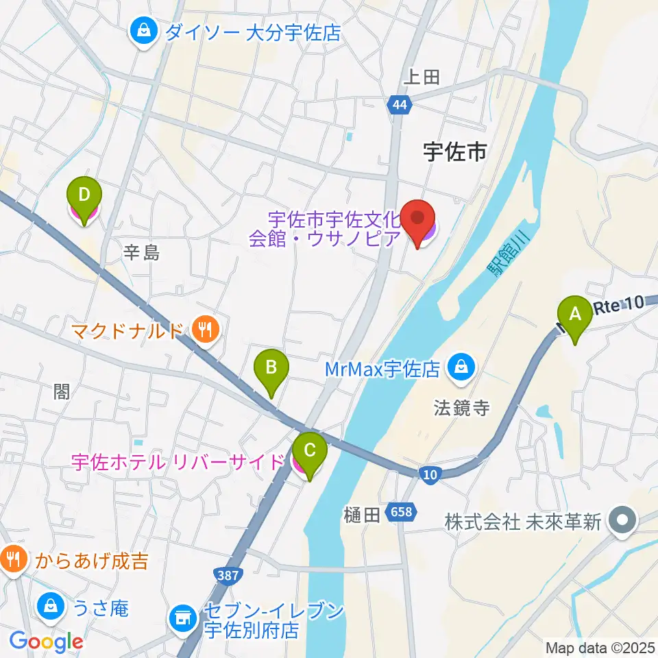 宇佐文化会館・ウサノピア周辺のホテル一覧地図