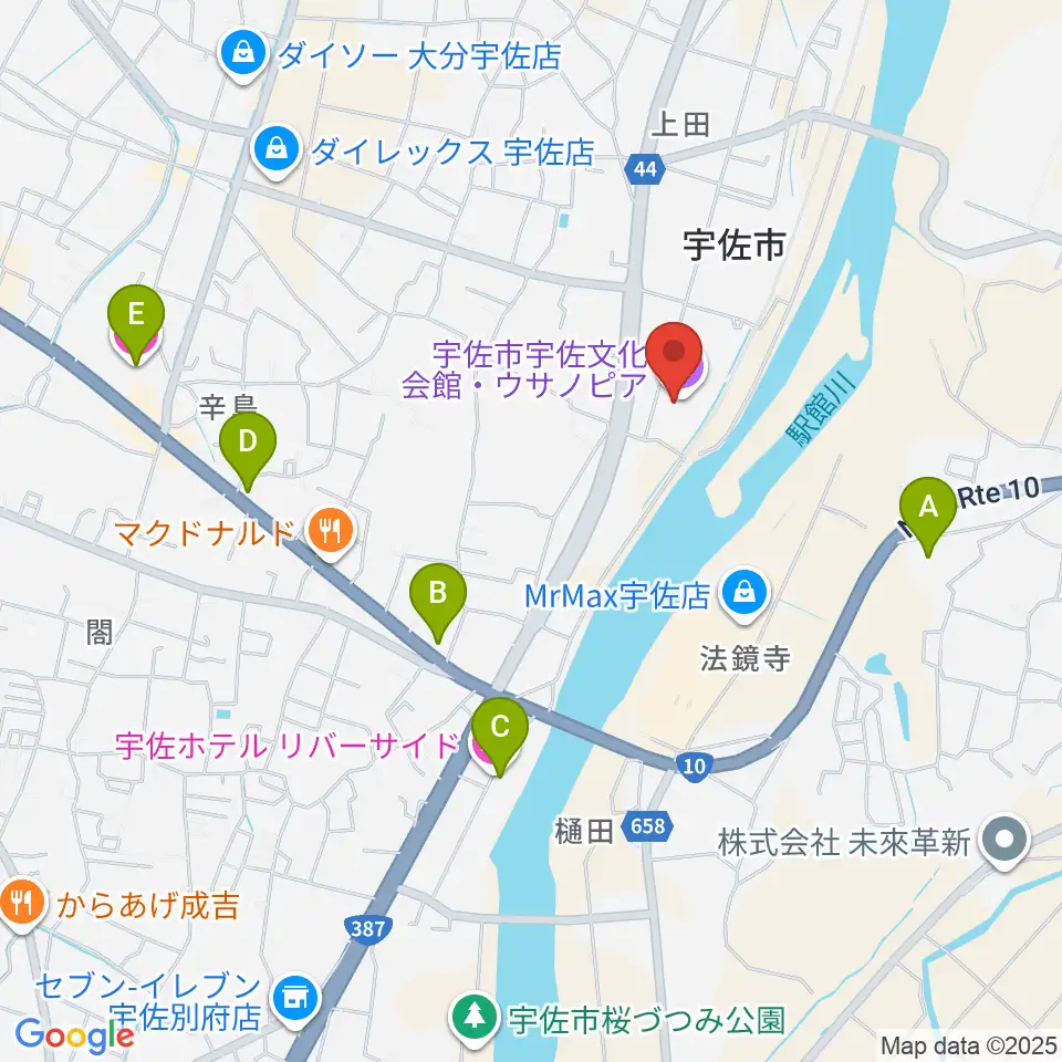 宇佐文化会館・ウサノピア周辺のホテル一覧地図