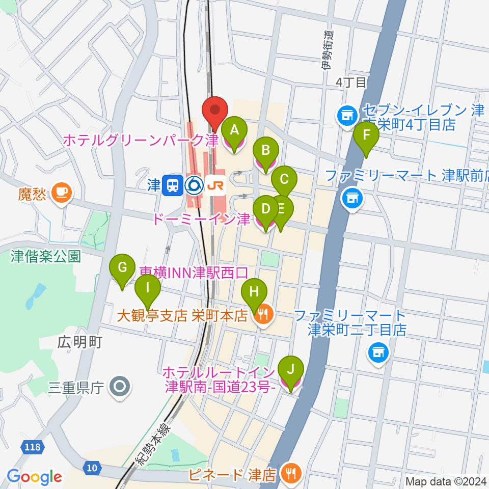 アストプラザ周辺のホテル一覧地図