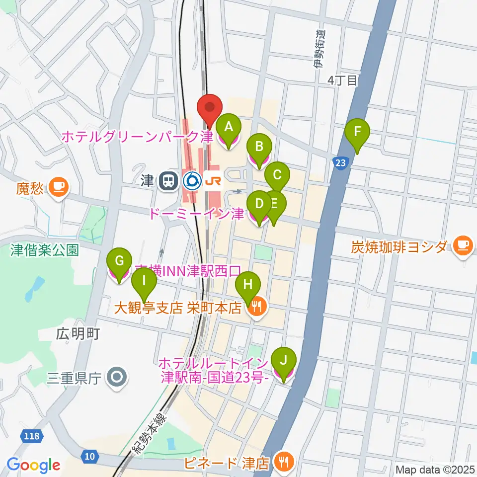 アストプラザ周辺のホテル一覧地図