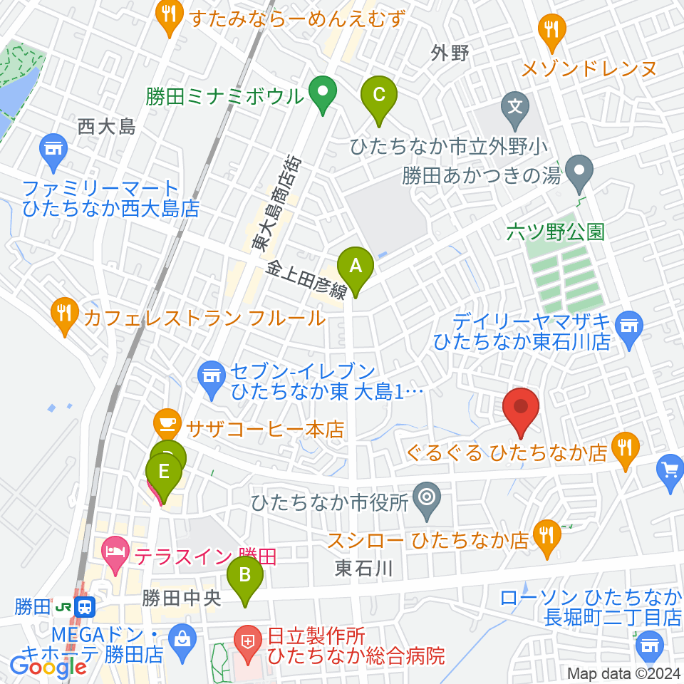 ワークプラザ勝田周辺のホテル一覧地図