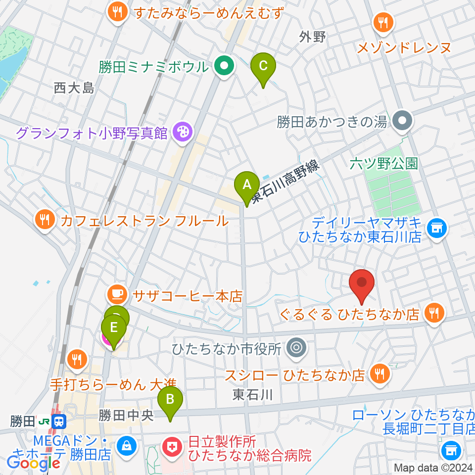 ワークプラザ勝田周辺のホテル一覧地図