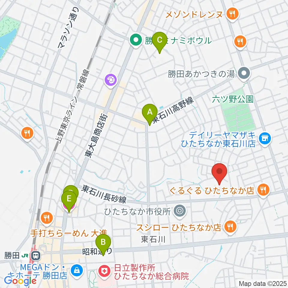 ワークプラザ勝田周辺のホテル一覧地図