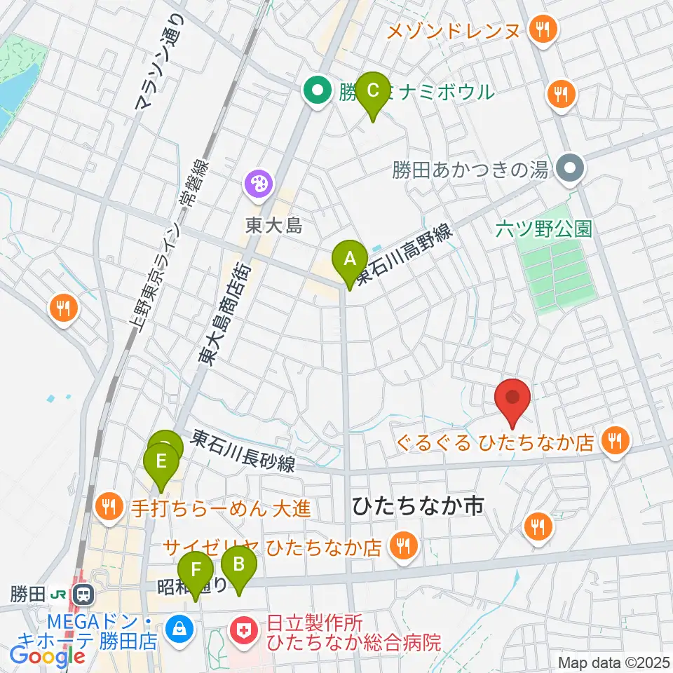 ワークプラザ勝田周辺のホテル一覧地図