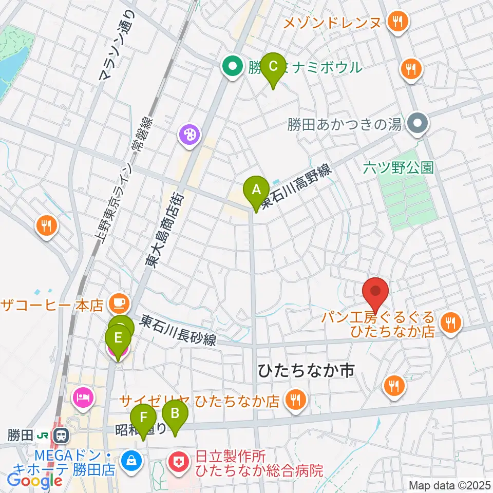 ワークプラザ勝田周辺のホテル一覧地図
