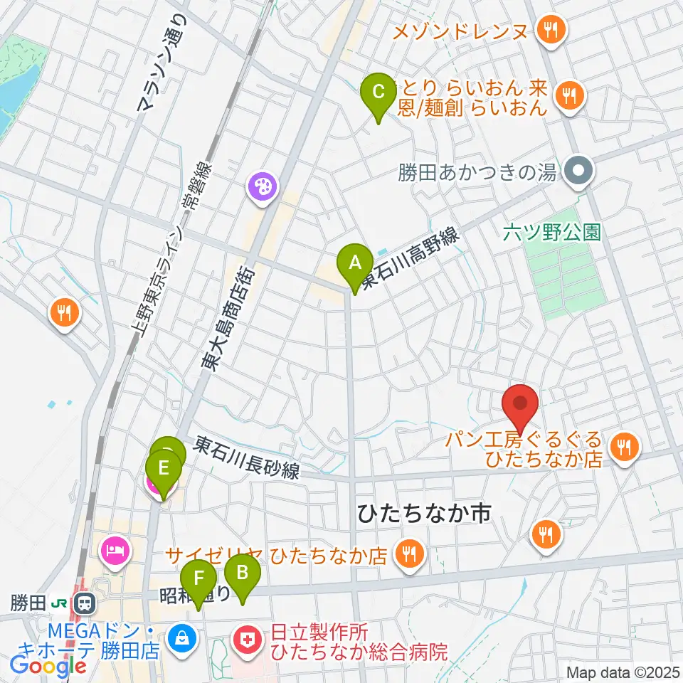 ワークプラザ勝田周辺のホテル一覧地図