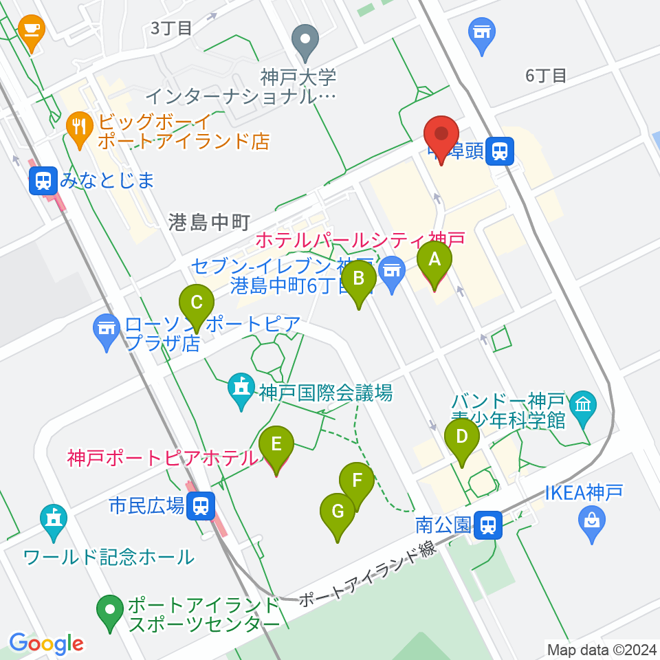 神戸ジーベックホール周辺のホテル一覧地図