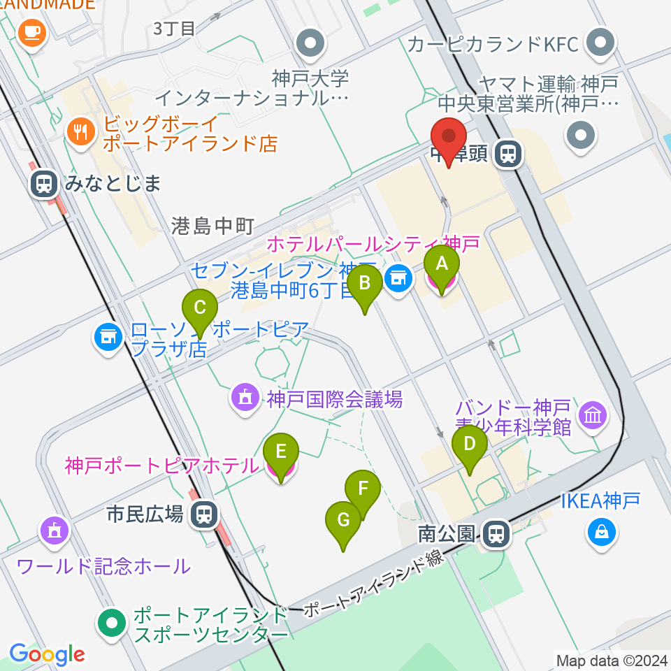 神戸ジーベックホール周辺のホテル一覧地図