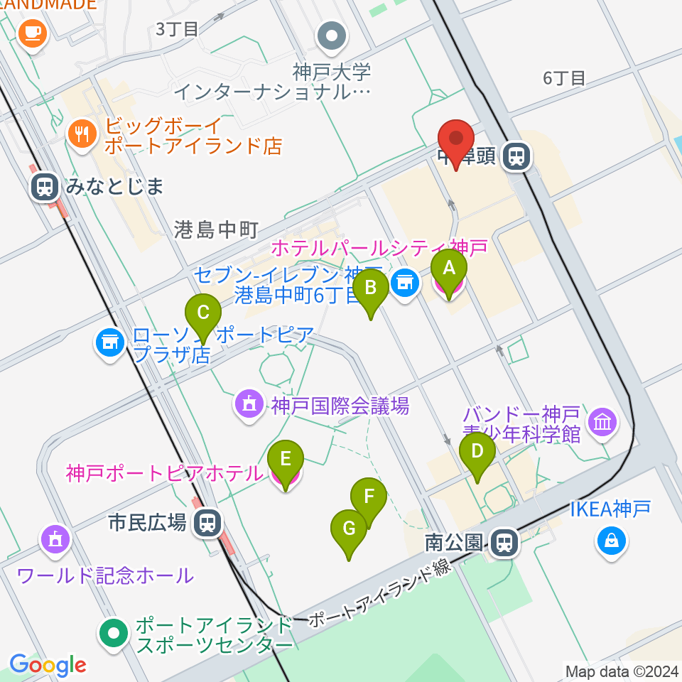 神戸ジーベックホール周辺のホテル一覧地図