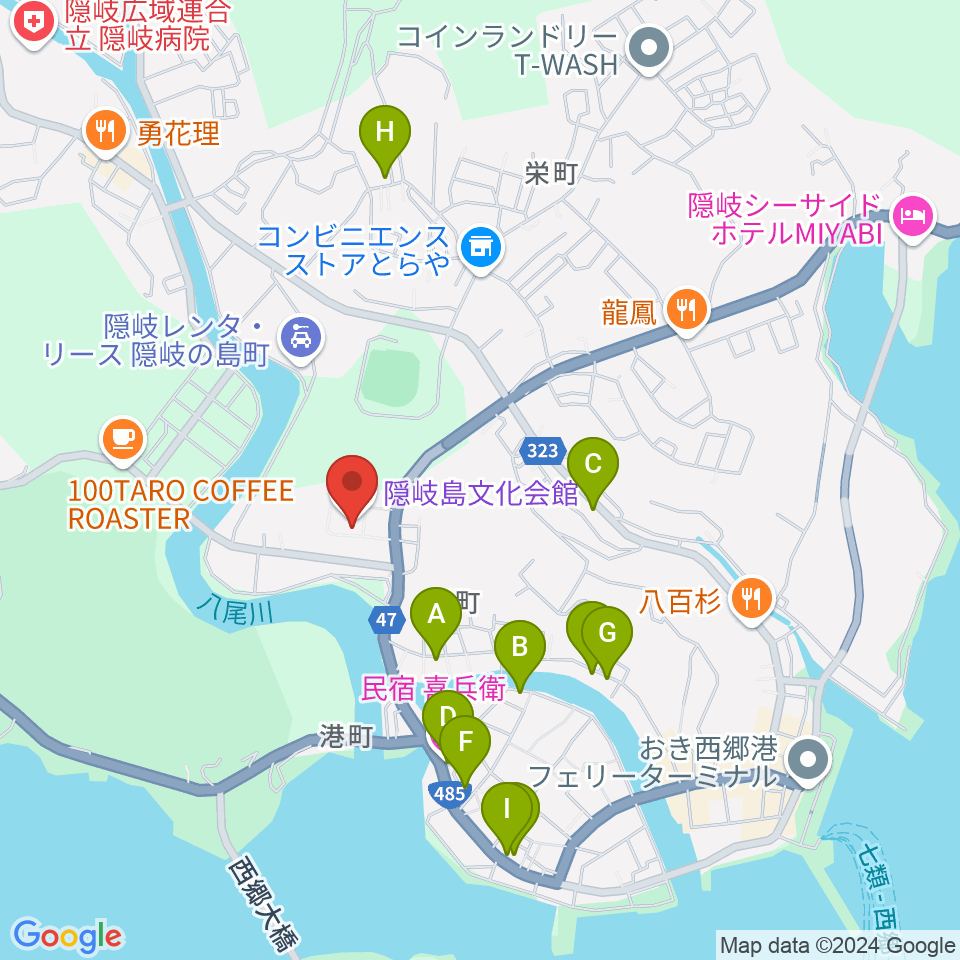 隠岐島文化会館周辺のホテル一覧地図