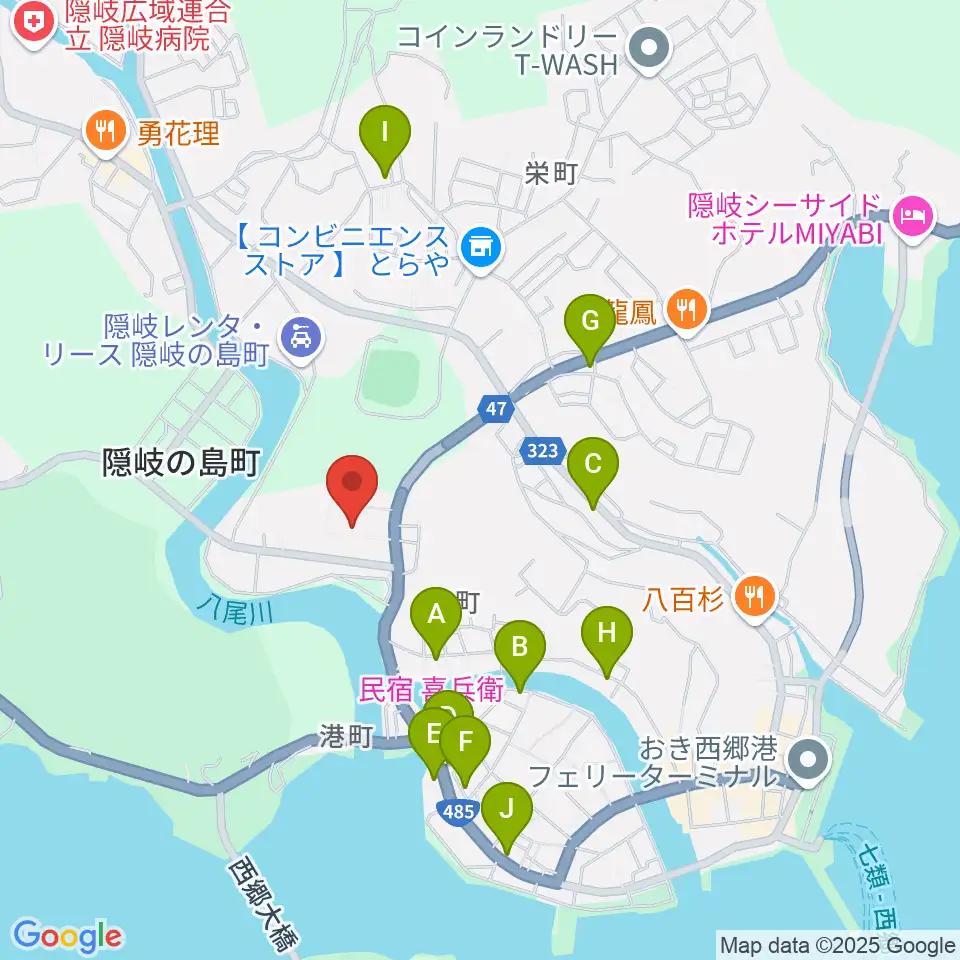 隠岐島文化会館周辺のホテル一覧地図