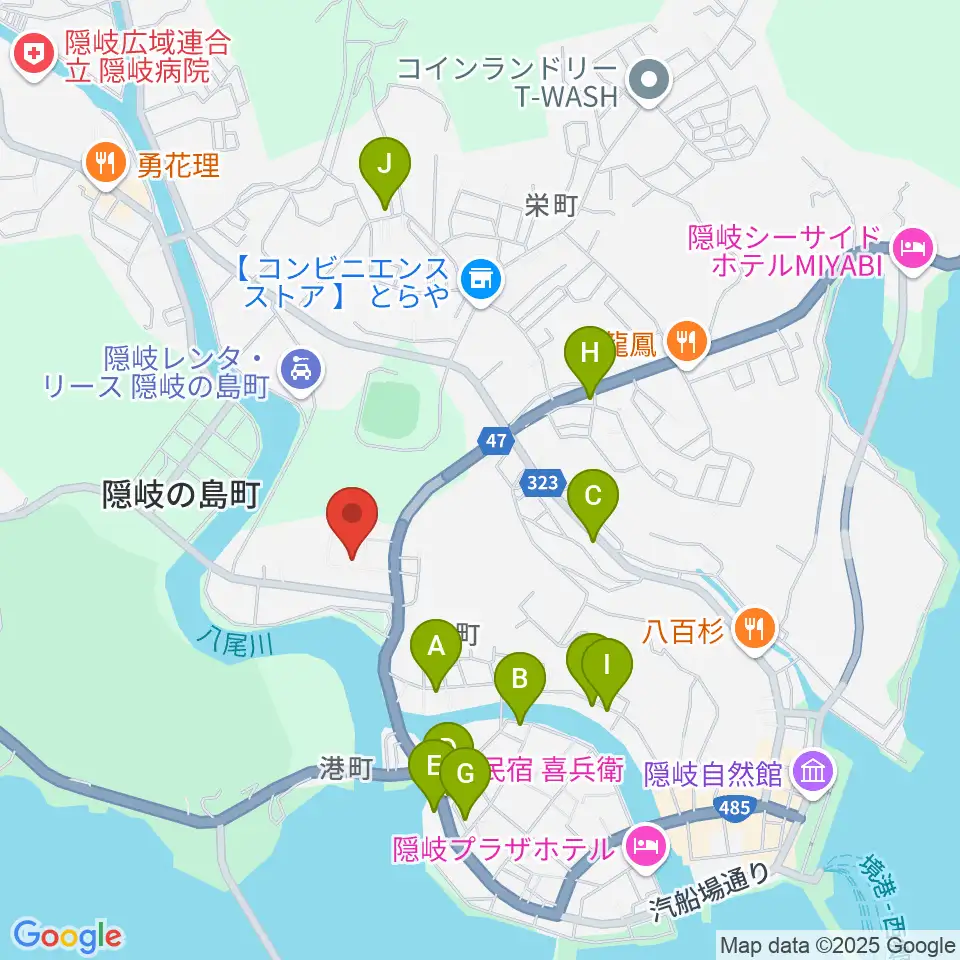 隠岐島文化会館周辺のホテル一覧地図