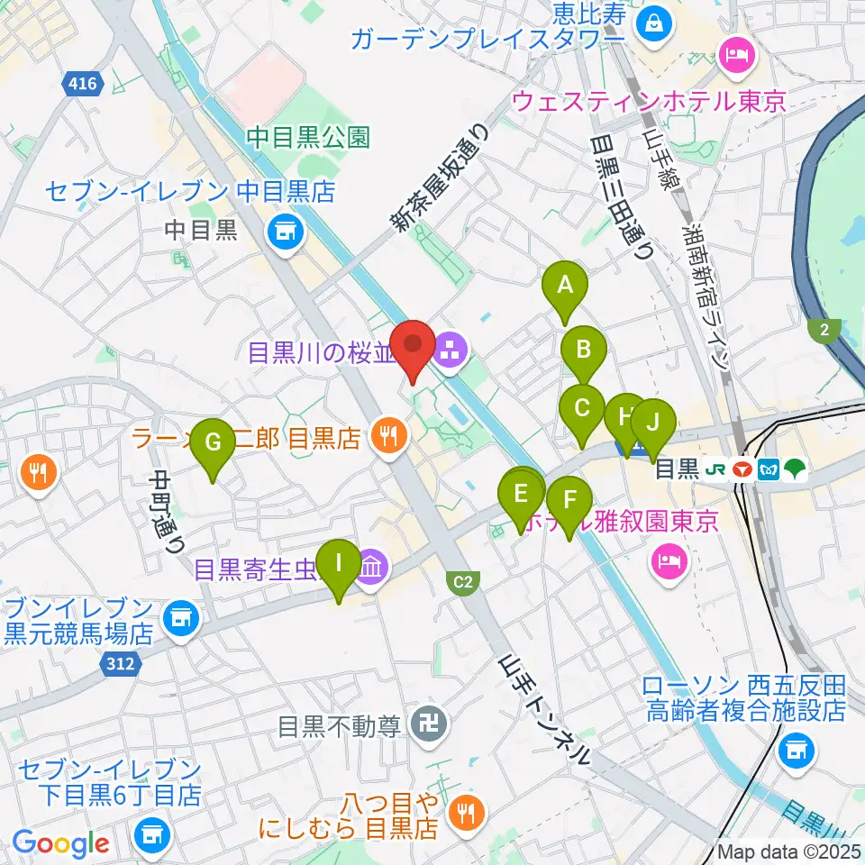 目黒区中小企業センターホール周辺のホテル一覧地図