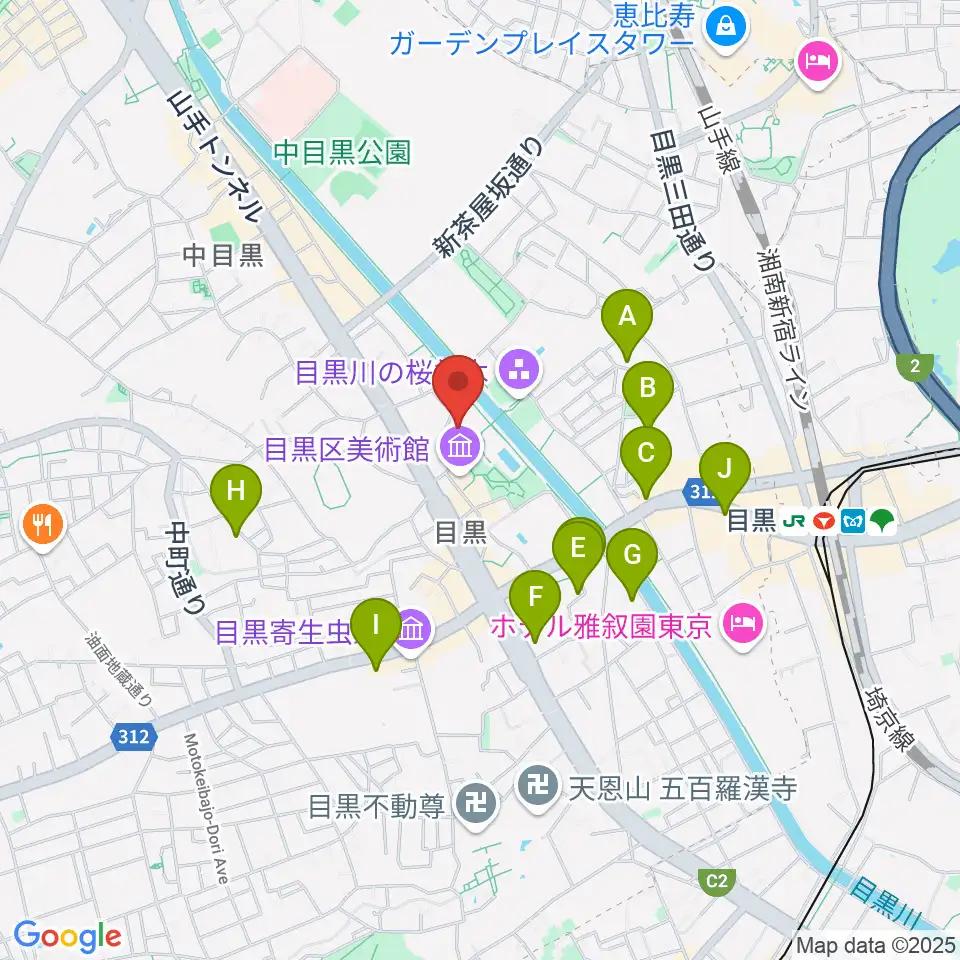 目黒区中小企業センターホール周辺のホテル一覧地図