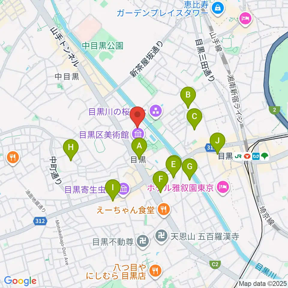 目黒区中小企業センターホール周辺のホテル一覧地図