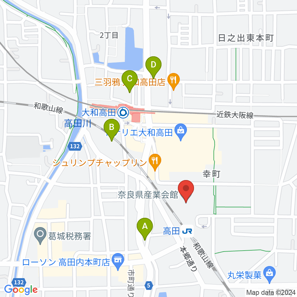 奈良県産業会館周辺のホテル一覧地図