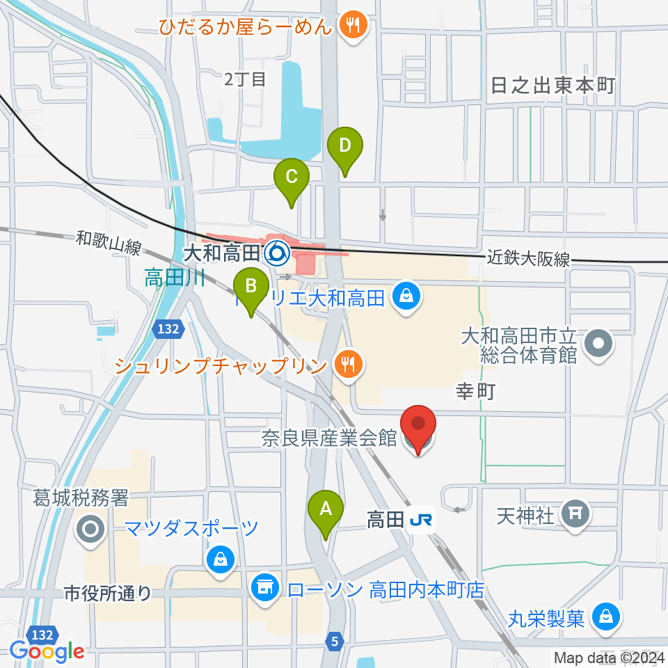 奈良県産業会館周辺のホテル一覧地図