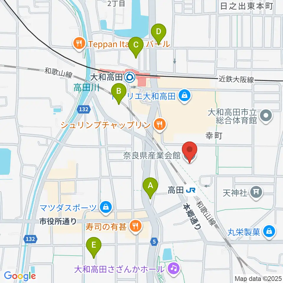 奈良県産業会館周辺のホテル一覧地図