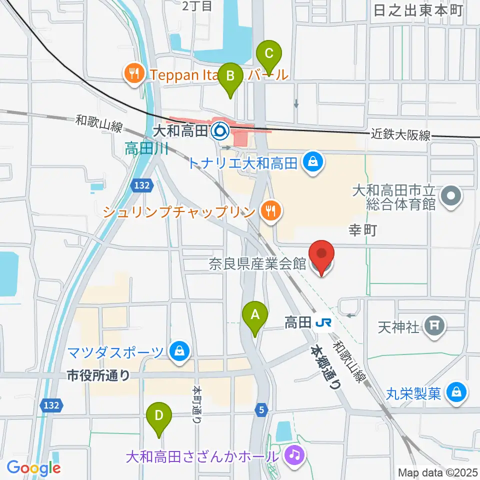 奈良県産業会館周辺のホテル一覧地図