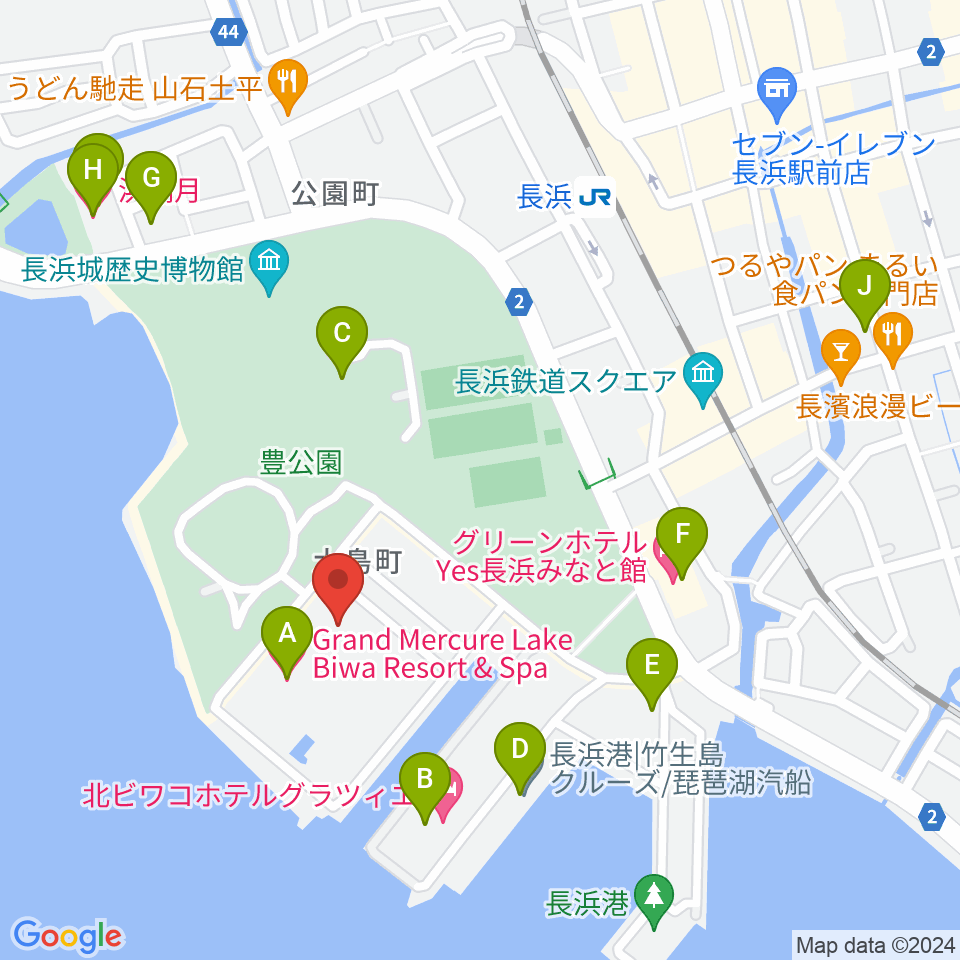 長浜文化芸術会館周辺のホテル一覧地図