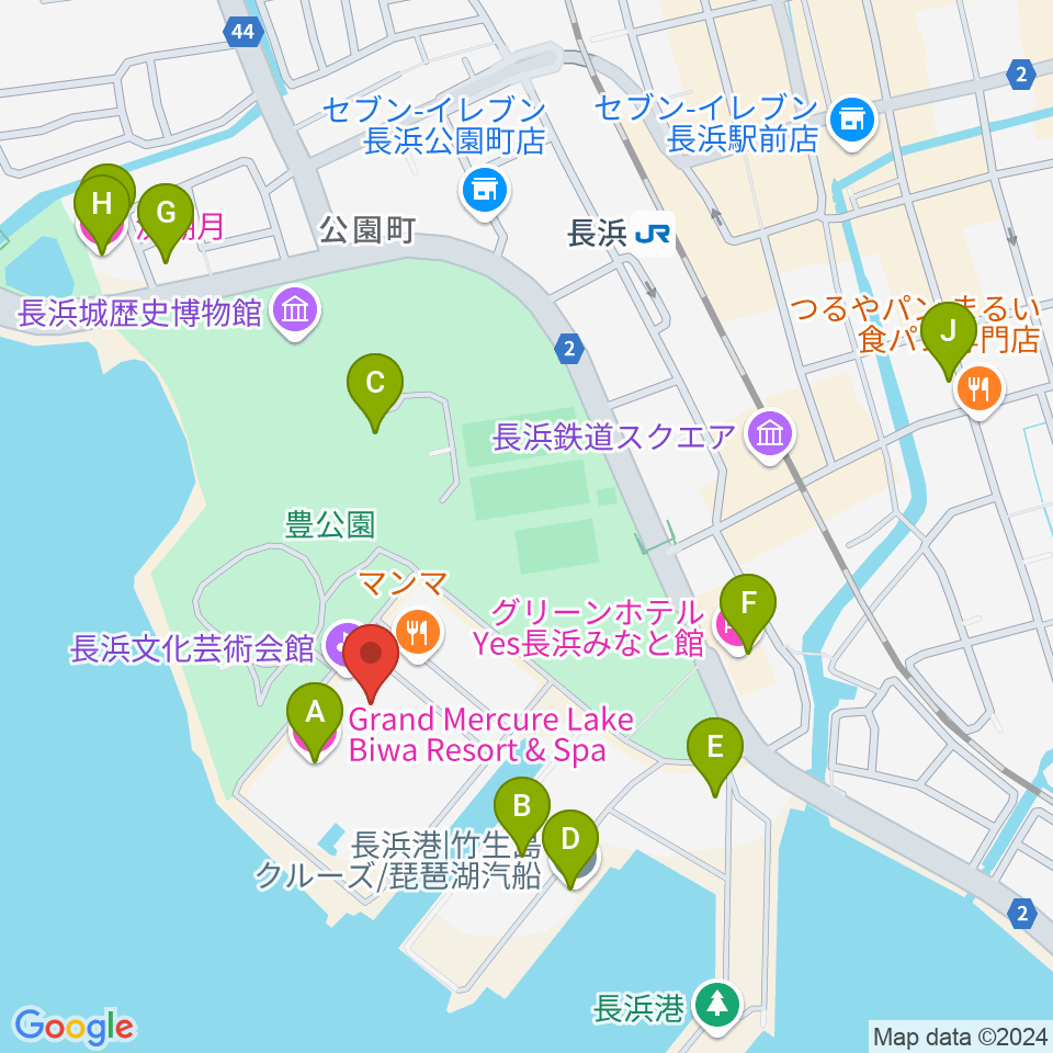 長浜文化芸術会館周辺のホテル一覧地図