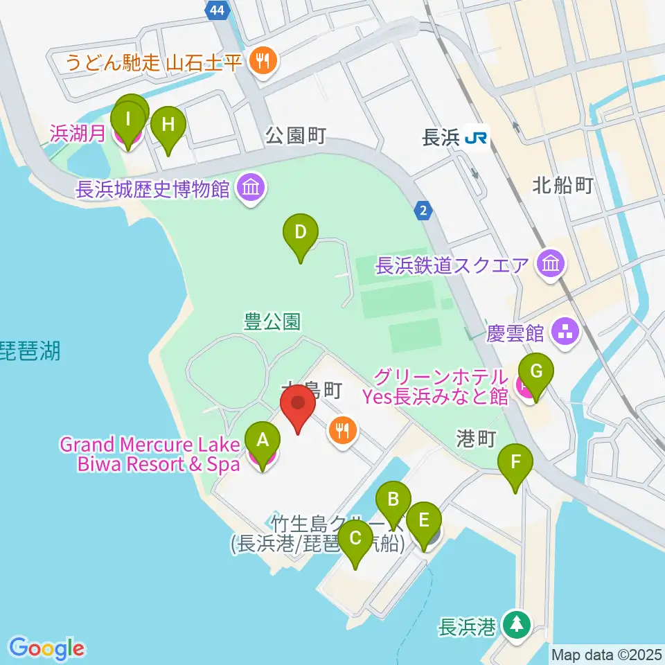 長浜文化芸術会館周辺のホテル一覧地図