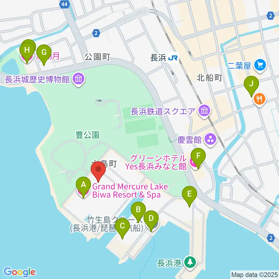 長浜文化芸術会館周辺のホテル一覧地図