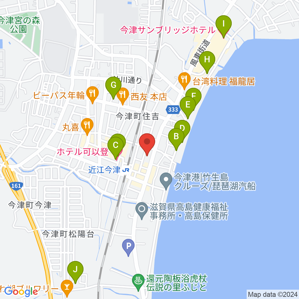 高島市民会館周辺のホテル一覧地図