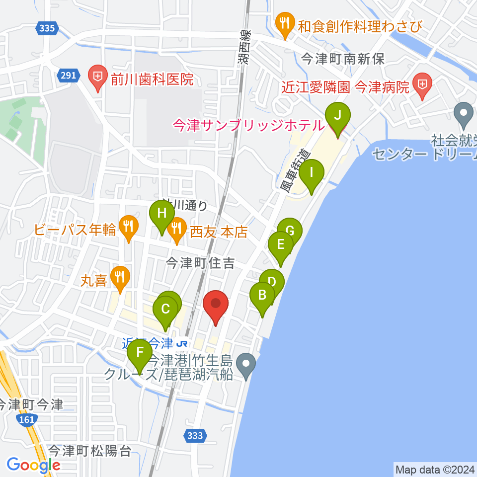 高島市民会館周辺のホテル一覧地図