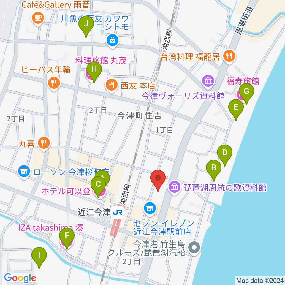 高島市民会館周辺のホテル一覧地図