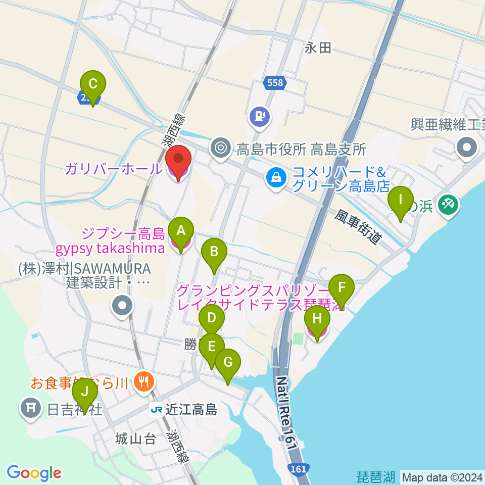 ガリバーホール周辺のホテル一覧地図