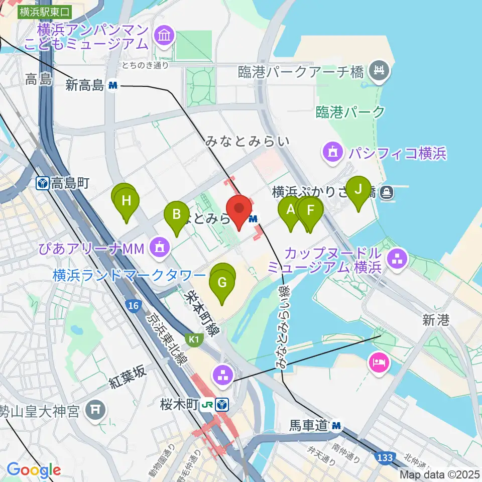 島村楽器 横浜みなとみらい店周辺のホテル一覧地図