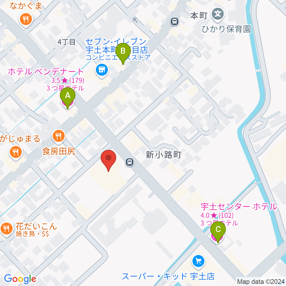 宇土市民会館周辺のホテル一覧地図