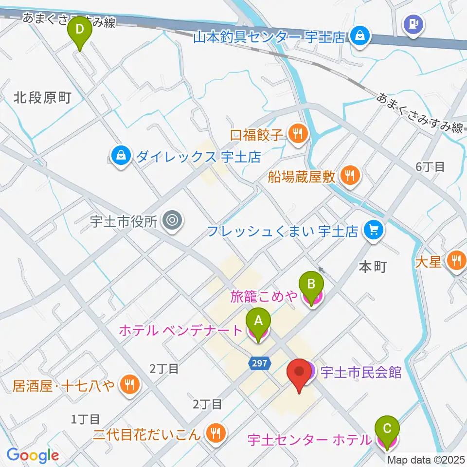 宇土市民会館周辺のホテル一覧地図