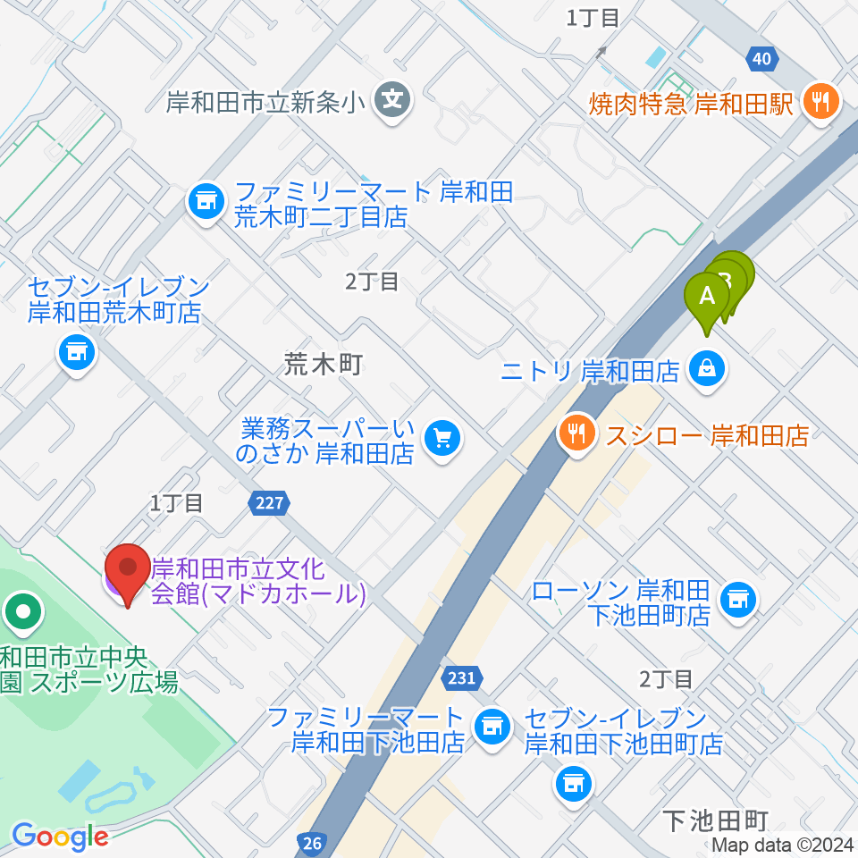 岸和田市立文化会館マドカホール周辺のホテル一覧地図